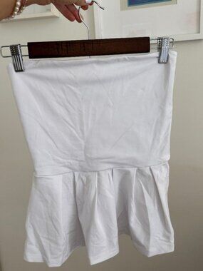 Susana Monaco White Strapless Peplum Top XS